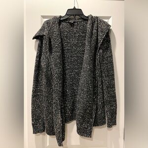 Theory Wool Knitted Black and White Open Cardigan Sweater Size Medium